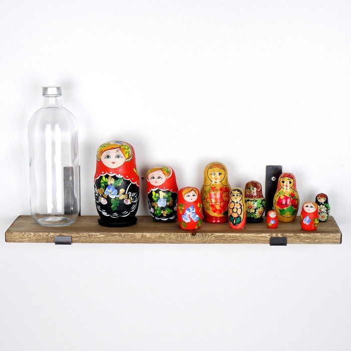Hanah Home Estantería Decorativa de Pared de Madera Negro y Nogal